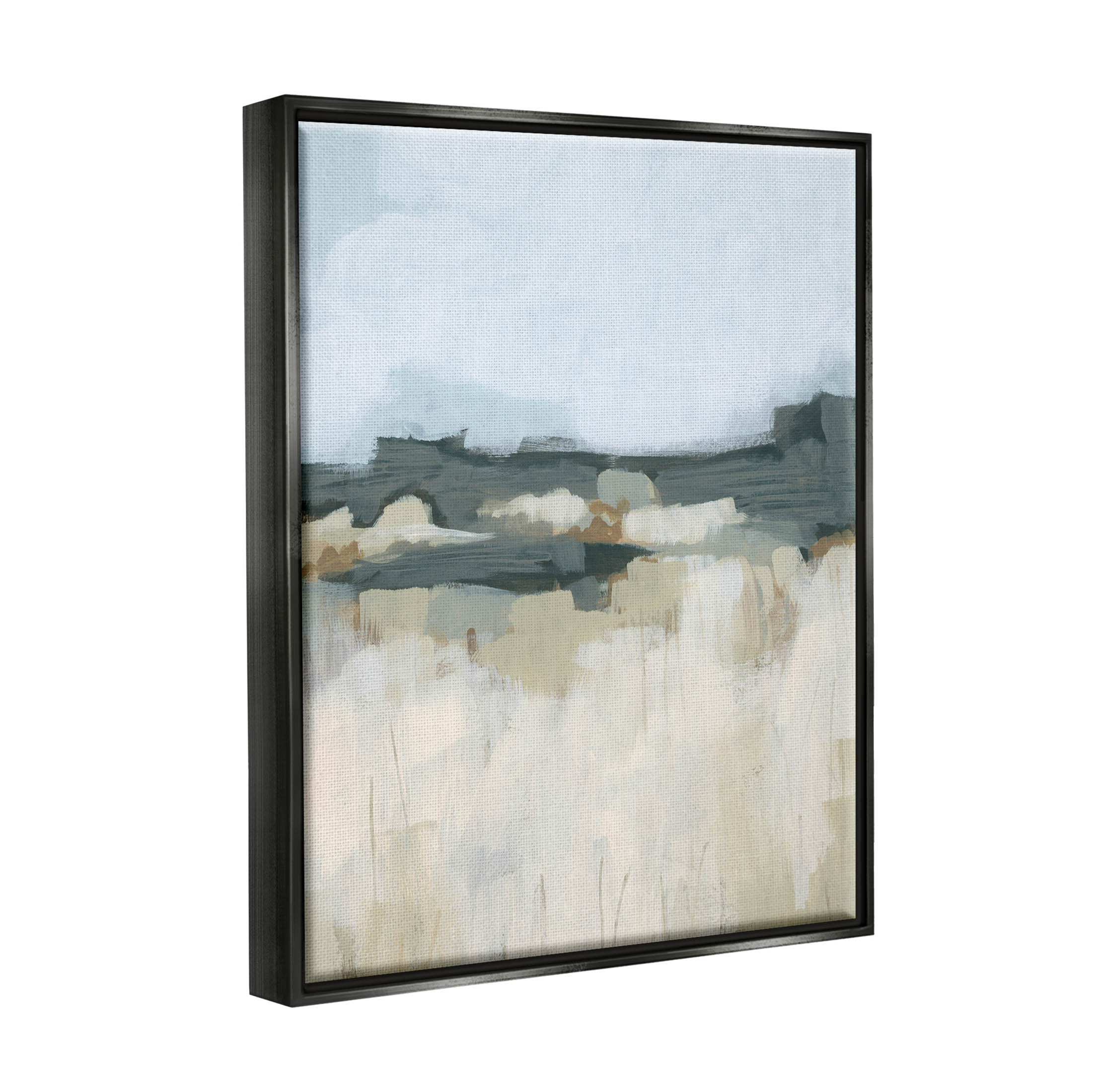 Stupell Industries Abstract Rural Field Landscape Painting Jet Black Floating Framed Canvas Print Wall Art, Design by June Erica Vess