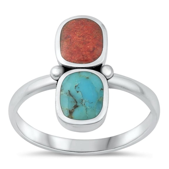CHOOSE YOUR COLOR Red Simulated Agate Mid Modern Promise Ring .925 Sterling Silver Band CZ Female Size 6