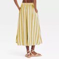 thumbnail image 5 of ABATAB Womens Wide Leg Capri Pants Cotton Linen Striped Culottes Summer Elastic Waist Baggy Fashion Bottoms with Pockets, 5 of 5