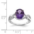 thumbnail image 5 of 925 Sterling Silver Rhodium Amethyst and Diamond Ring Size 7, 5 of 6