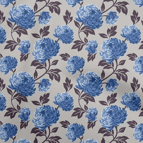oneOone Cotton Jersey Medium Blue Fabric Floral Craft Projects Decor Fabric Printed By The Yard 58 Inch Wide