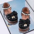 thumbnail image 2 of Xfvqtps Girls Mary Jane Shoes Flats Soft Sole Ballet Bow Detail Pearl Hook and Loop Strap Princess Shoes for Spring Summer Casual Outfit, 2 of 7