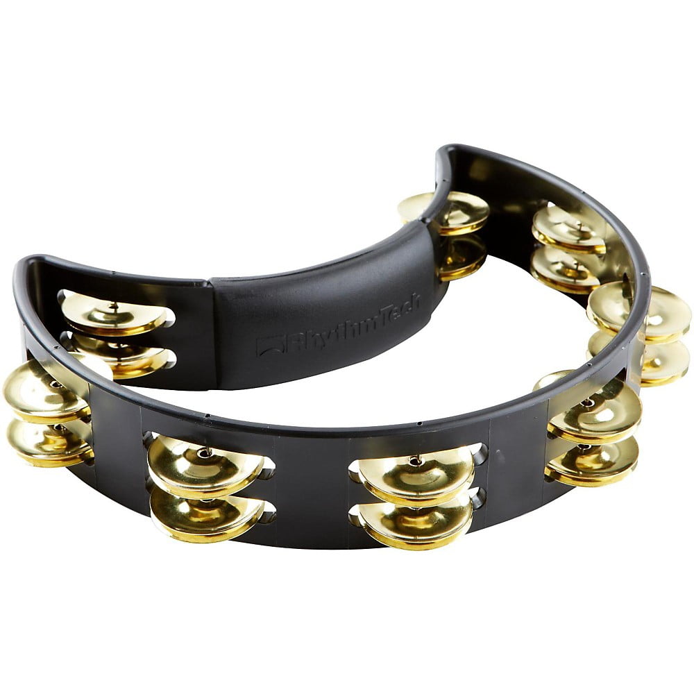 The Rhythm Tech Tambourine Black-Double Row Brass Jingles