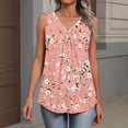 thumbnail image 3 of Iaqnaocc Tank Tops for Women 2026 Summer Sleeveless Loose Fit Floral Print Pleated Tunic Casual Basic V-Neck Tops for Women Trendy Clothes Pink XXL, 3 of 6