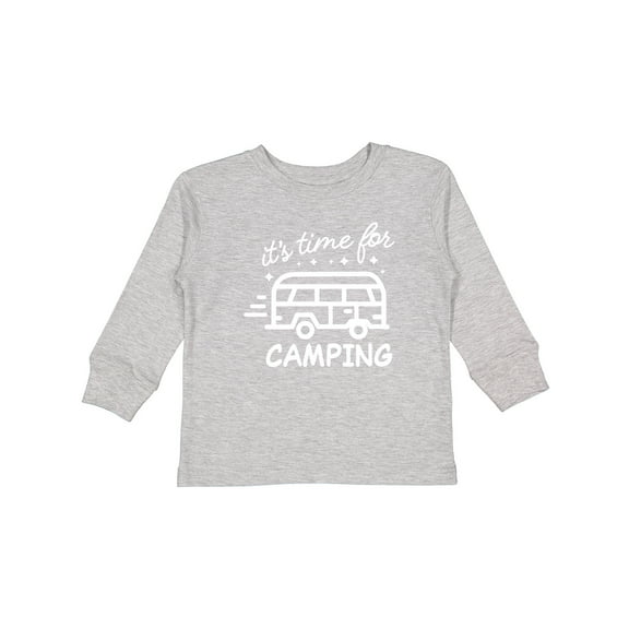 Inktastic It's Time For Camping with Camper Boys or Girls Long Sleeve Toddler T-Shirt