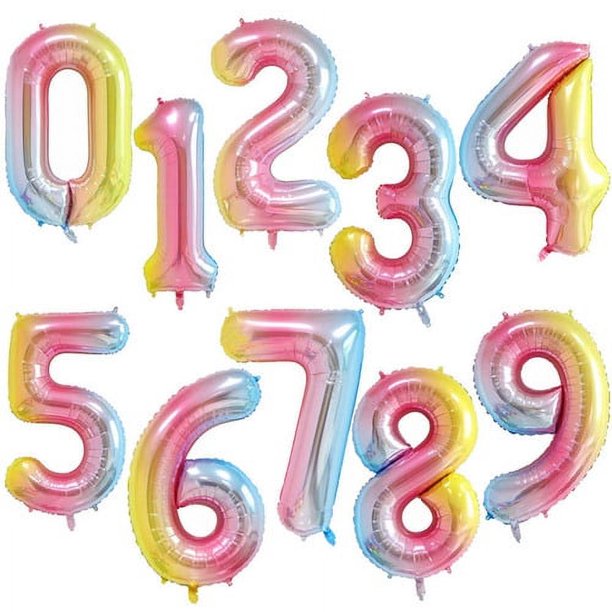Globos grandes de cumpleaños de aluminio de 40 pulgadas, globo con número de helio 0-9