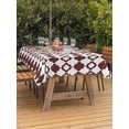 thumbnail image 2 of Retro Boho Outdoor Tablecloth - 52x70 Inch Rectangle Dining Table Cover, Dark Red Geometric Pattern Rhombic Bohemia Waterproof Outdoor Table Cloth with Umbrella Hole & Zipper for Picnic/Patio/Party, 2 of 7