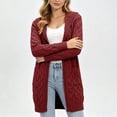 thumbnail image 2 of Naotn Plus Size Hooded Cardigan Sweaters for Women Trendy Fall Open Front Long‑Sleeve Cable Knit Loose Fit Tops with Side Pockets, 2 of 9