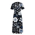 thumbnail image 7 of LWavelet Women's Plus Size Ditsy Floral Maxi Dress Short Sleeve Tie Waist Casual Cute Dress with Pockets Purple 5XL, 7 of 7