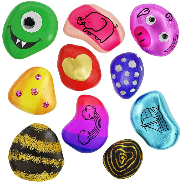 Lekebaby Rock Painting Kit for Kids Ages 4-8 Arts and Crafts for Kids 4-6 -  Glow in The Dark Painting Rocks for Kids - Great Christmas Painting Gifts  for Boys and Girls 