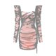 thumbnail image 1 of Vestido de tubo sexy con cadena de diamantes irregulares para mujer Vestido de satén de manga larga hueco, 1 of 2