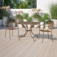 thumbnail image 2 of Bowery Hill 28" Square Steel Flower Print Patio Dining Table in Gold, 2 of 7