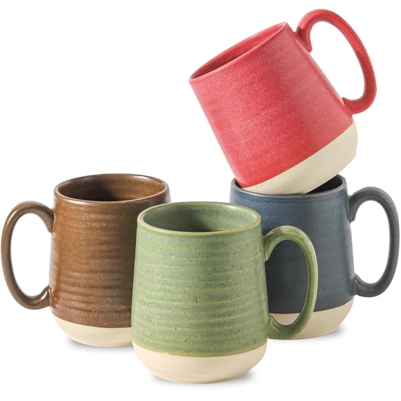 Juego de 4 tazas de café Hasense de porcelana de 450 ml aptas para lavavajillas