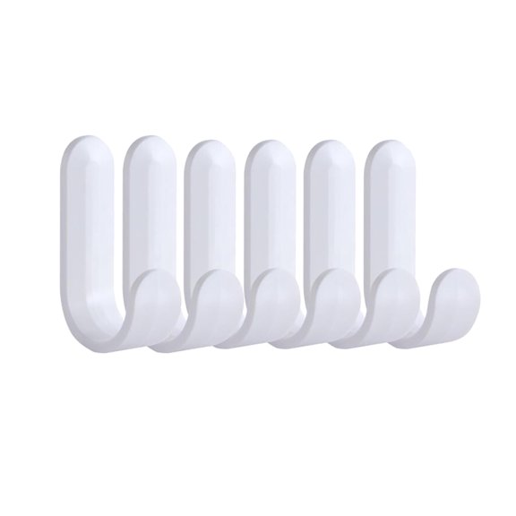 Adhesive Hooks, Heavy Duty Utility Wall Key for Decorative Holder Rack Self Towels, Hats, Shower, Kitchen, Living Room, Office (6 Pcs/White) 0.66x2.36"