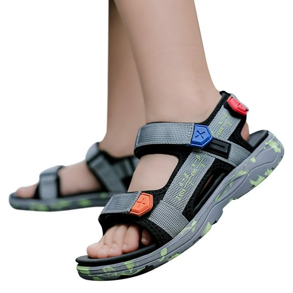 Mepaouo Kids Boys Sport Sandals Open Toe Summer Outdoor Water Shoes Toddler Hiking Beach Flats 5-15Y
