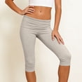 thumbnail image 4 of cocolona Womens Summer Casual Capri Leggings Solid Color Stretch Slim Elastic Waist Workout Yoga Pants, 4 of 5