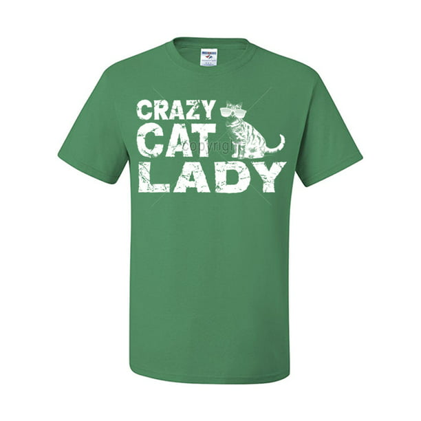 Maestro Hollow Skynd dig Tee Hunt Crazy Cat Lady T-Shirt Funny Pet College Humor Hipster Cat Kitten  Shirt, Green, Large - Walmart.com