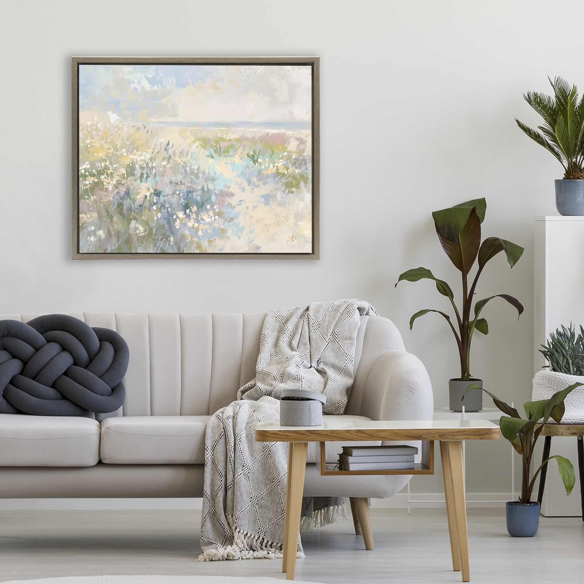 Stupell Industries Mottled Pastel Field Impression Brown Framed Floater Canvas Wall Art, design by Creative Studio
