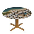 thumbnail image 3 of HAOXIT Greek Architecture Printed Patterns Round Fitted Tablecloth with Elastic Edged Table Cover for Round Table 46-50, 3 of 8