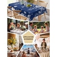 thumbnail image 5 of Navy Blue Coastal Table Cloth, Starfish Coral Ocean Conch Sea Nautical Waterproof Tablecloth for Square Tables, Reusable Washable Fabric Table Cover for Restaurant Kitchen Dining Tables 60"x60", 5 of 6