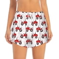 thumbnail image 2 of Daiia Red Wheeled Tractors Pattern Women's 2 in 1 Running Shorts - Lightweight Athletic Workout Gym Yoga Shorts Liner with Phone Pockets-Small, 2 of 7