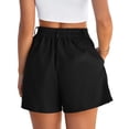 thumbnail image 3 of Womens Shorts Summer Elastic High Waist Zipper Button Tailored Shorts Casual Pleated Beach Vacation Clothes, 3 of 5