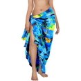 thumbnail image 2 of HAPPY BAY Women's Beach Wrap Bikini Wraps Sarong Coverup Skirt Bathing suit Swimsuit Swimwear Cover Up for Women One Size Tropical, Blue, 2 of 4