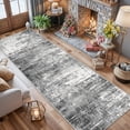 thumbnail image 4 of Washable 12ft Kitchen Area Rug: Abstract Entryway Rug Runner Soft Bedroom Besides Floor Mat Non-slip Indoor Carpet For Bathroom Living Room Stain Resistant Family(2'6x12 Black/grey), 4 of 8