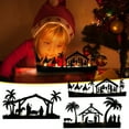 thumbnail image 3 of Pompotops Christmas - Bethlehem Christmas Nativity Set, Indoor Christmas, Metal Light Bracket, 11.8 Inch Rural Wooden Bracket, Christmas Metal Sign With Candlestick, 3 of 4