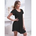 thumbnail image 3 of FEREMO Womens Nightgowns Pleated Soft Nightshirt Short Sleeve Knee Length Loose Sleepwear, 3 of 6