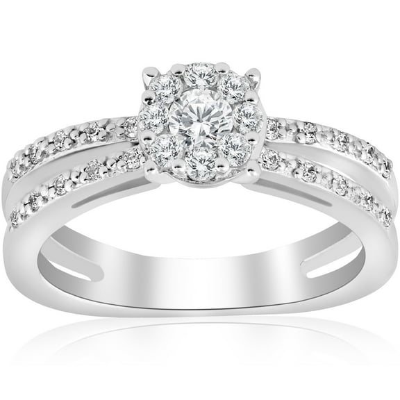 Edge Jewel 14K White Gold Plated Rings - 1.01 Ct Round Cut Diamond Anniversary Rings For Her - Engagement Wedding Diamond Rings On Clearance - Special Occasion Anniversary Ring Women's