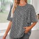 thumbnail image 2 of Blusa de manga corta con cuello redondo, blusa de manga corta, blusa de verano para mujer, blusa informal de manga corta para mujer, diseñada meticulosamente, 2 of 6
