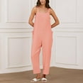 thumbnail image 5 of HAPIMO Wide Leg Cotton Linen Jumpsuit for Women Clearance Summer Relaxed Baggy Pocket Sleeveless Trousers Casual Button Workout Fashion Solid Sale Pink, 5 of 9