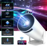 Projector with Wifi and Bluetooth,ABCPOW Portable Outdoor Mini Movie Projector,Android 11.0 Smart Video Projectors 4K Support 720P Projector 130" Home Theater Projector for iOS/Android Devices