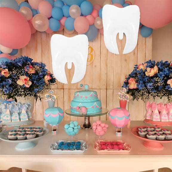 Soimiss 2Pcs White Tooth Balloons Large Pe Material Balloons for Dentist Party and Themed Celebrations