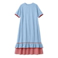 thumbnail image 7 of LEKWK Maxi Dresses for Women Color Block Short Sleeve Tiered Flowy Dress Ruffle Striped Hem A Line Sundress Summer Fashion Beach Vacation Outfits, 7 of 7
