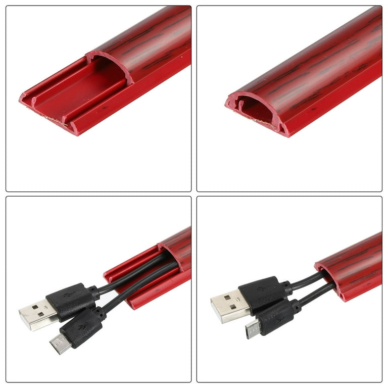 Uxcell Cable Raceway Cord Cover for Wall 39 inchLx1 inchWx0.4 inchh Cord Hider Channel Red for TV Wire Management, Size: 15.7Lx1.26Wx0.5H