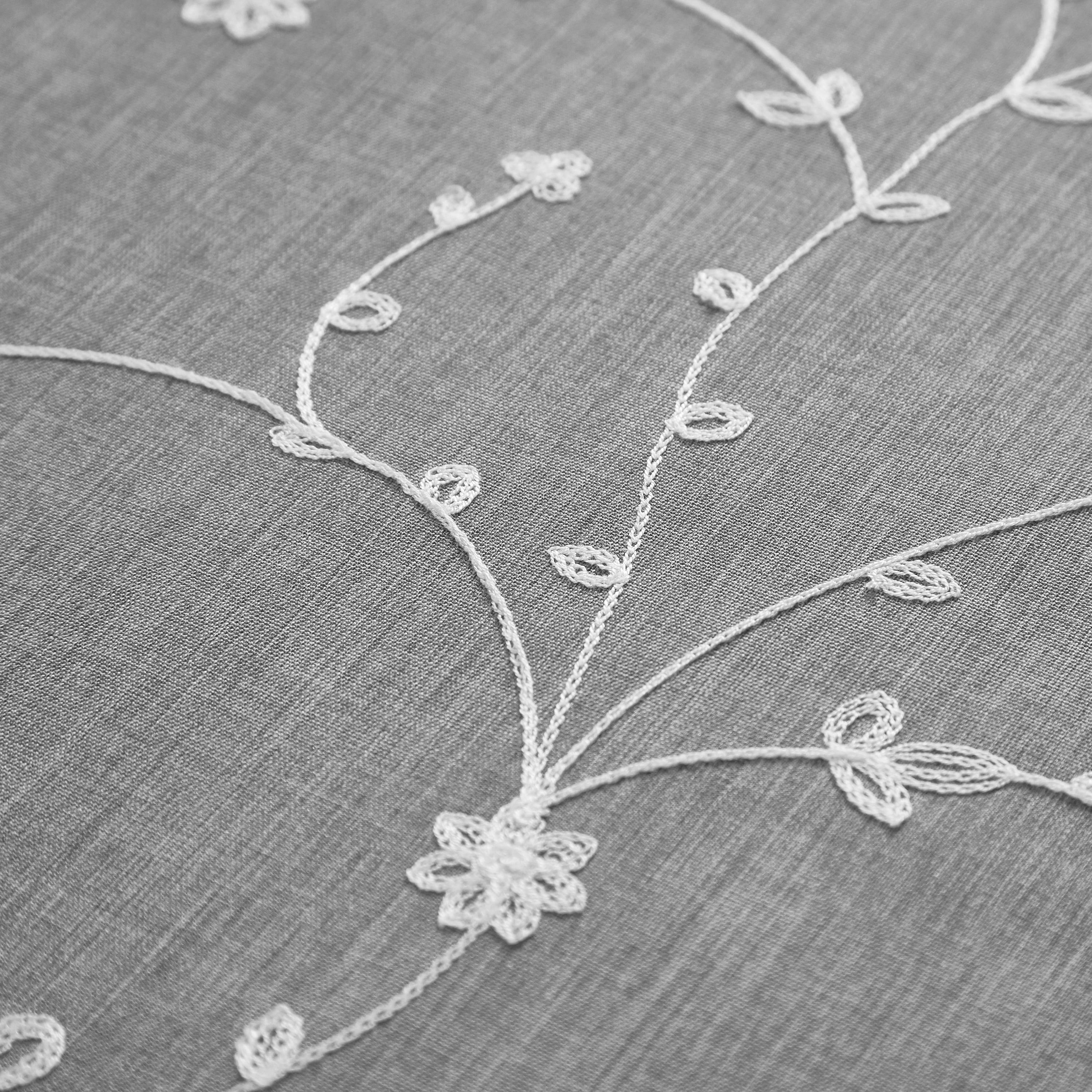 Mainstays Heathered Embroidered Sheer Curtain Panel Pair, Set of 2, Gray, 37"W x 84"L