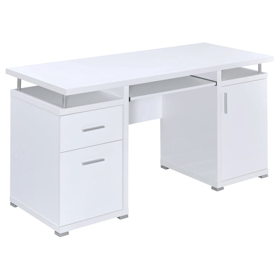 Tracy 55-inch 2-drawer Wood Office Computer Desk White