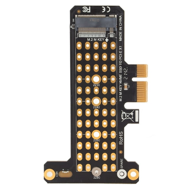 M.2 NVMe SSD To PCIe X1 Adapter Card, Supports M-Key M2 NVMe SSD 2280, 2260, 2242, 2230, Full Height Baffle Solid State Drives Expansion Card PCI-E Riser Card