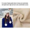 thumbnail image 4 of Gorro de punto de felpa con pompones de cuerdas, lindo gorro cálido de lana para actividades al aire libre de otoño e invierno, 4 of 9