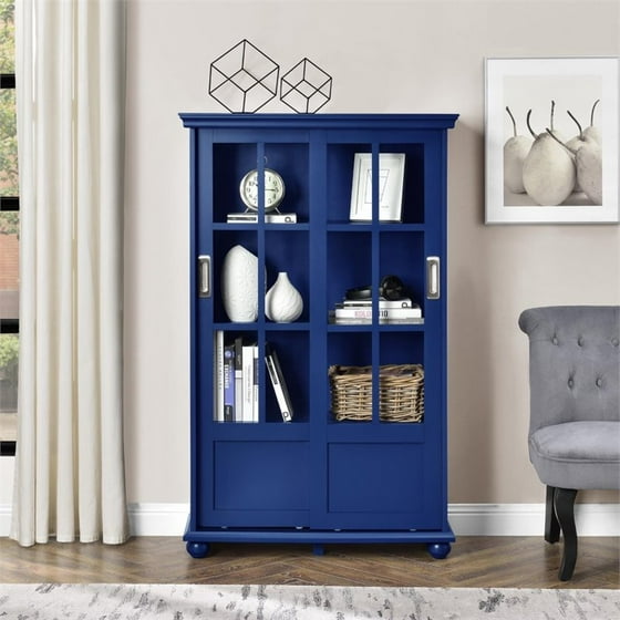 Scranton Co 4 Shelf Bookcase With Sliding Glass Doors In Navy Scranton Co 4 Shelf Bookcase With Sliding Glass Doors In Navy Com