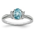 thumbnail image 3 of 925 Sterling Silver Rhodium Diamond and Light Blue Topaz Ring Size 7, 3 of 6