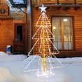 thumbnail image 4 of Gymax Arbre Conique Éclairé à LED de 5 Pieds Décoration de Noël Intérieure et Extérieure avec Surmatelas Étoilé et Base Ronde, 4 of 10