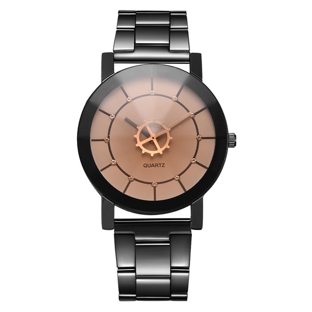 Reloj de pulsera de cuarzo informal con puntero redondo de moda, reloj de aleación para parejas (negro A grande)