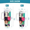 thumbnail image 6 of Yayeee 30oz Stainless Steel Tumbler with Straw and Handle Double-Wall Insulated Travel Water Bottle, Pink Geometric, 6 of 8