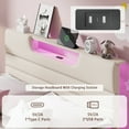 thumbnail image 4 of Tydimor Beige Fine Linen Fabric Bed Frame with Upholstered Headboard & Charge Station, King Size Bed Frame with LED Lights, No Box Spring Needed, 4 of 8