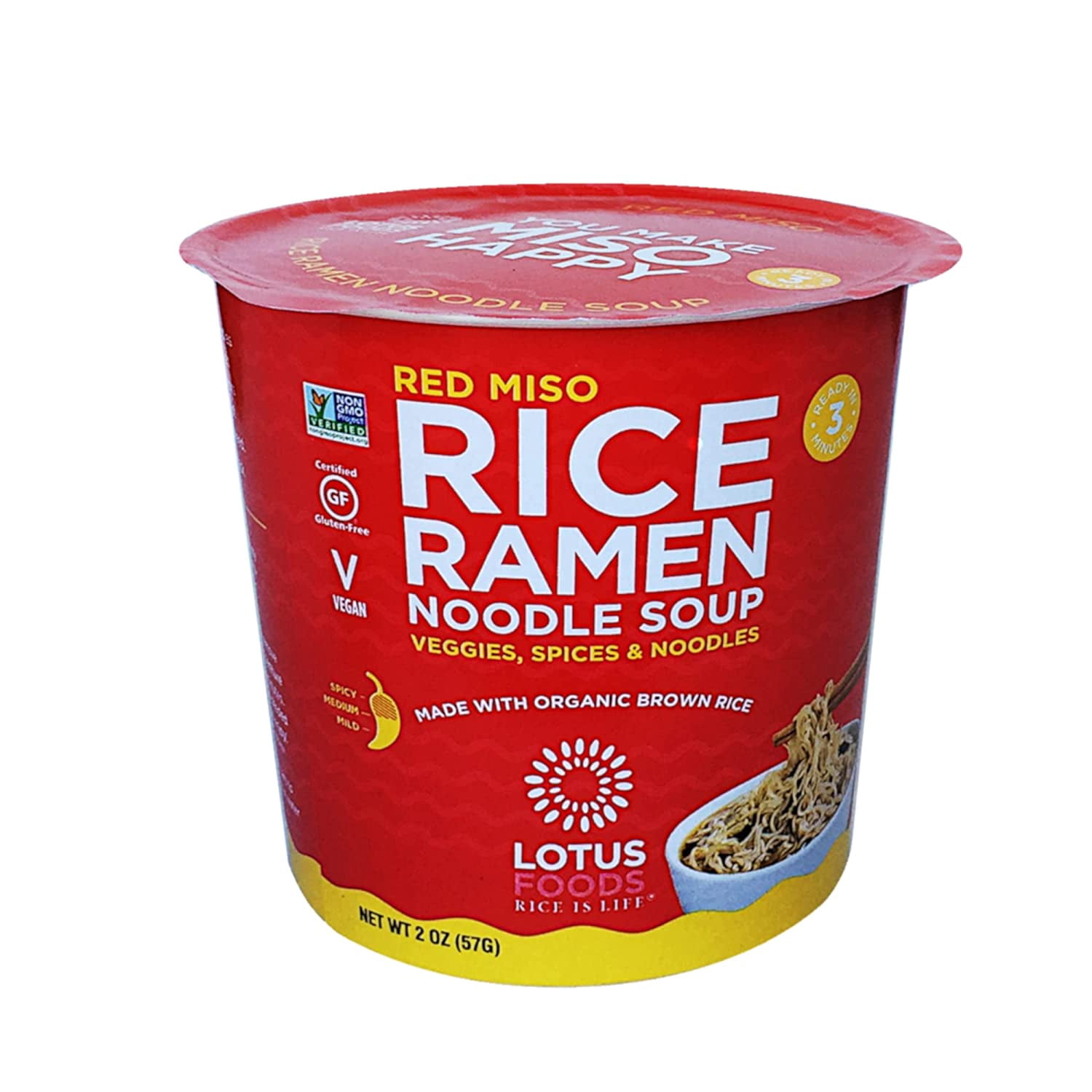 Lotus Foods Red Miso Rice Ramen Noodle Soup, 2 Oz, Pack Of 6