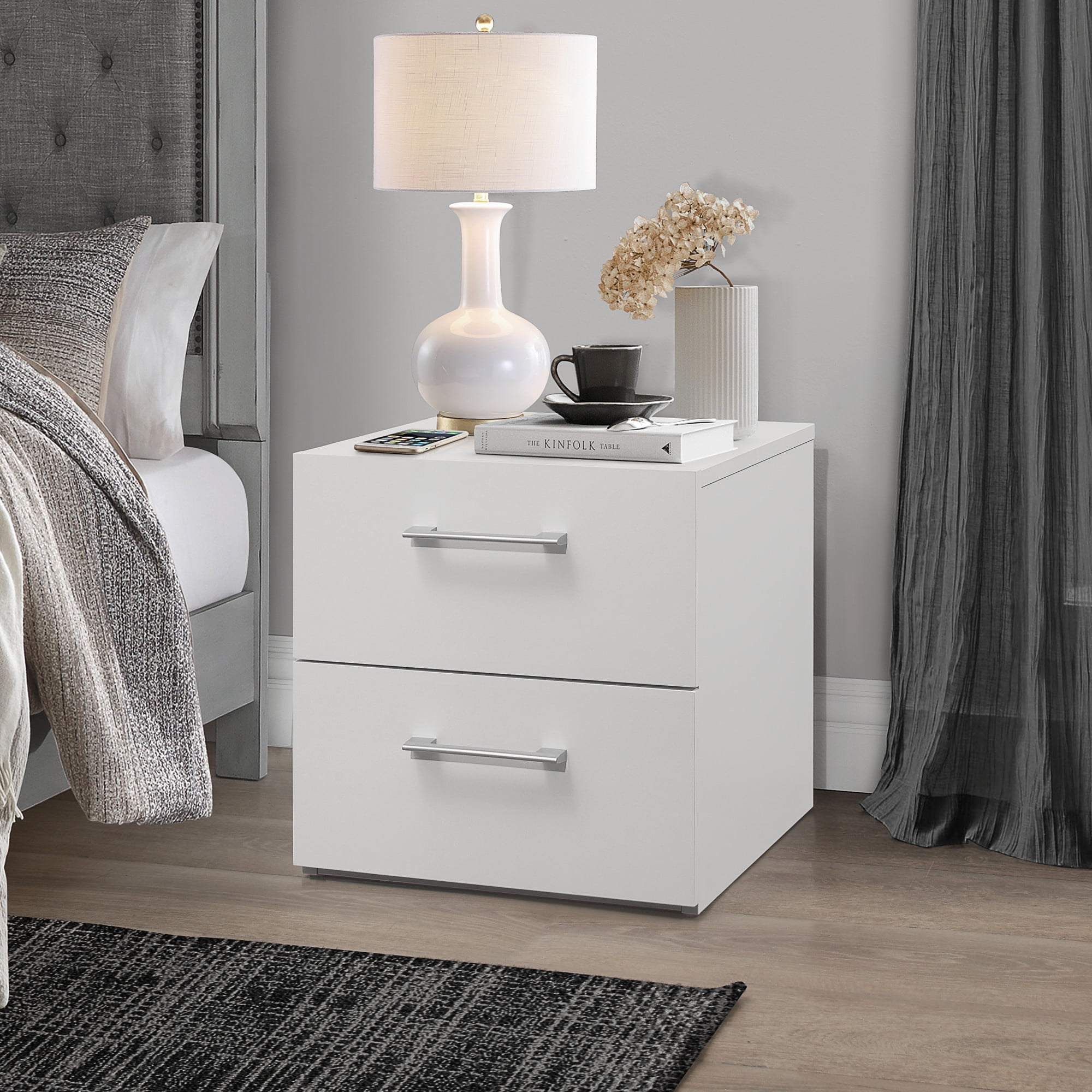 Lundy Low Profile Nightstand with USB, White, by Hillsdale Living