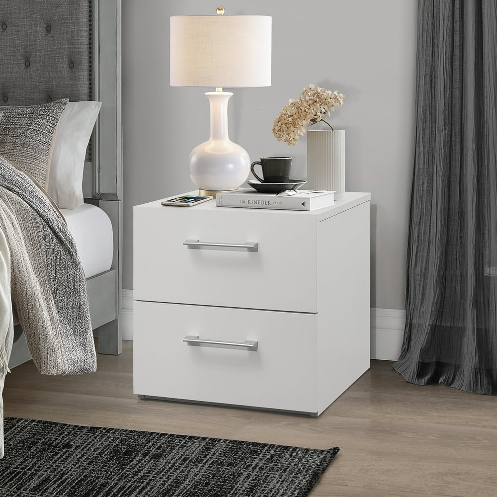 Lundy Low Profile Nightstand with USB, White, by Hillsdale Living